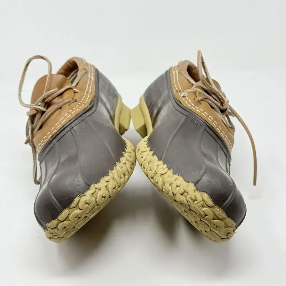 L.L. Bean Duck Boots Low Shoes Mens 10 Wide Brown Leather Rubber Moc Waterproof